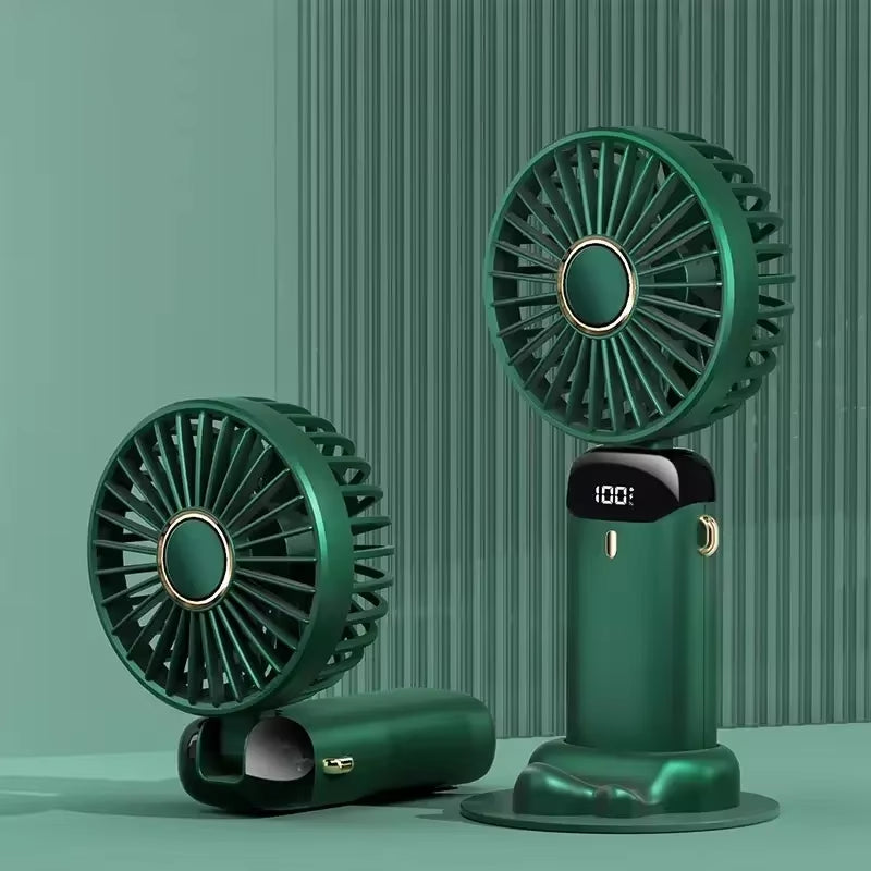 Portable Handheld Personal Rechargeable Fan LED Digital Display 90°Adjustable Rechargeable Fan , 5 Speed Wind Mini Aromatherapy