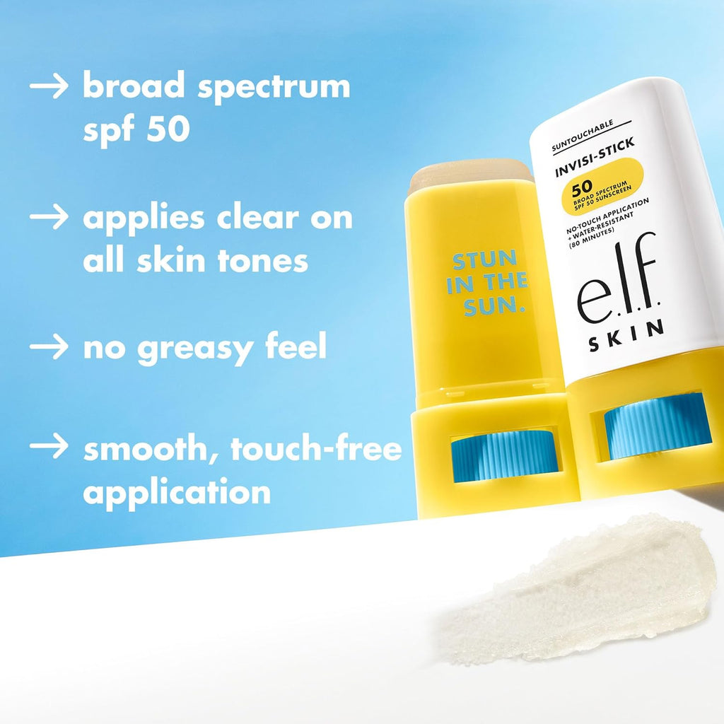 Suntouchable Invisi-Stick SPF 50, Sunscreen Stick for Face, Water Resistant, No White Cast, Non-Greasy Feel, Infused with Bisabolol & Sunflower Seed Oil, Vegan & Cruelty-Free