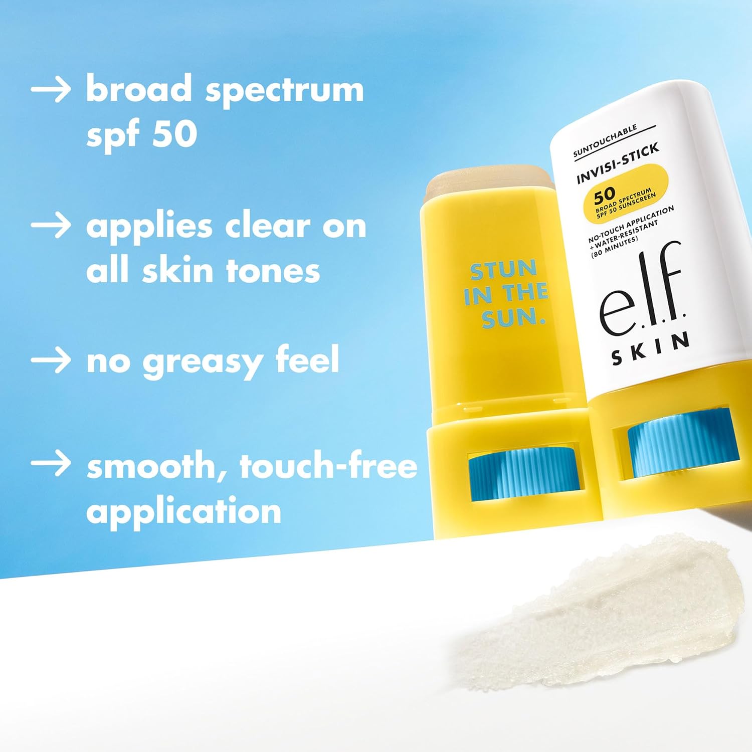 Suntouchable Invisi-Stick SPF 50, Sunscreen Stick for Face, Water Resistant, No White Cast, Non-Greasy Feel, Infused with Bisabolol & Sunflower Seed Oil, Vegan & Cruelty-Free