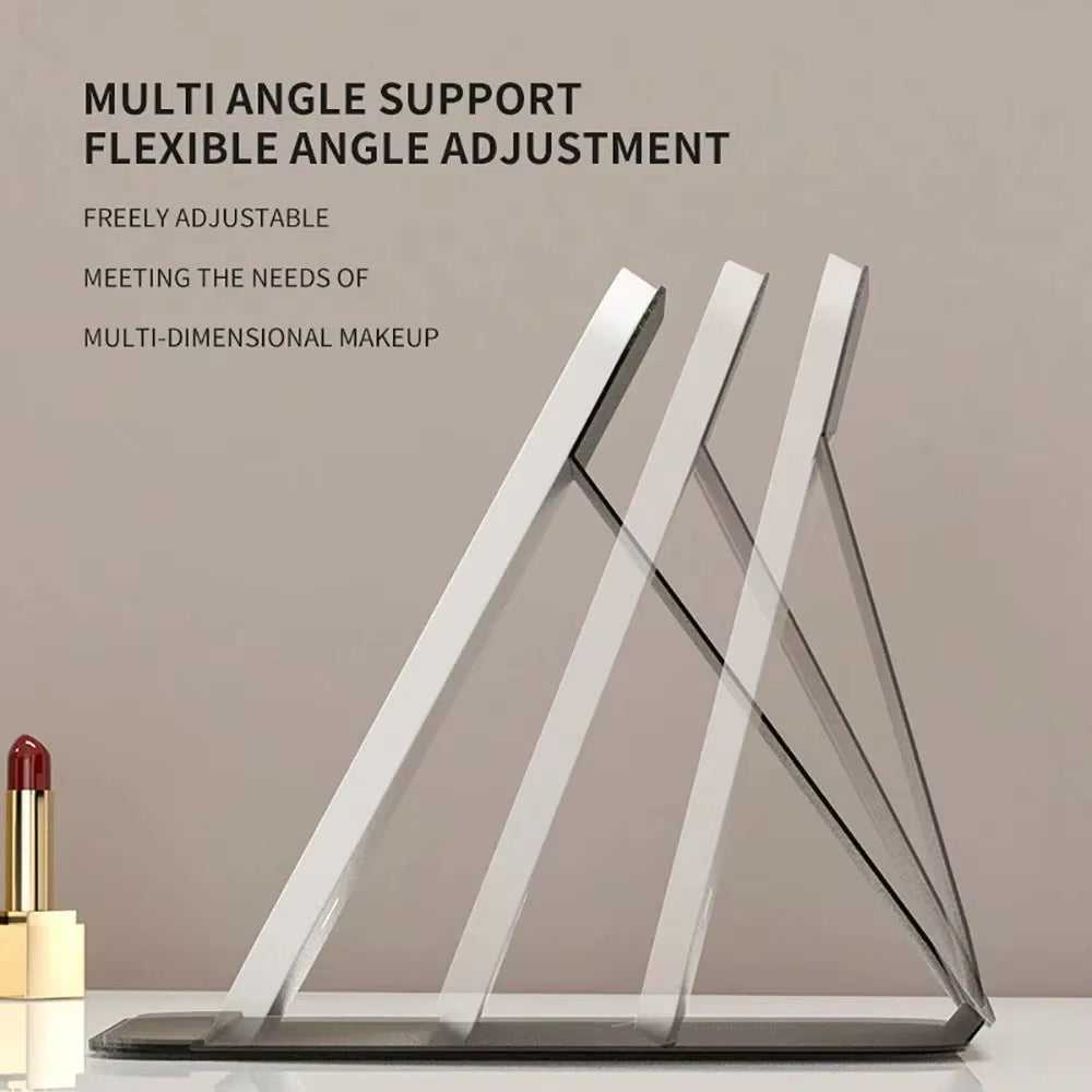 USB Rechargeable Vanity Mirror with Touch Screen, 3 Color LED Lights & Dimming, Portable Folding Makeup Mirror for Home & Travel