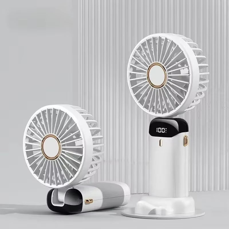Portable Handheld Personal Rechargeable Fan LED Digital Display 90°Adjustable Rechargeable Fan , 5 Speed Wind Mini Aromatherapy