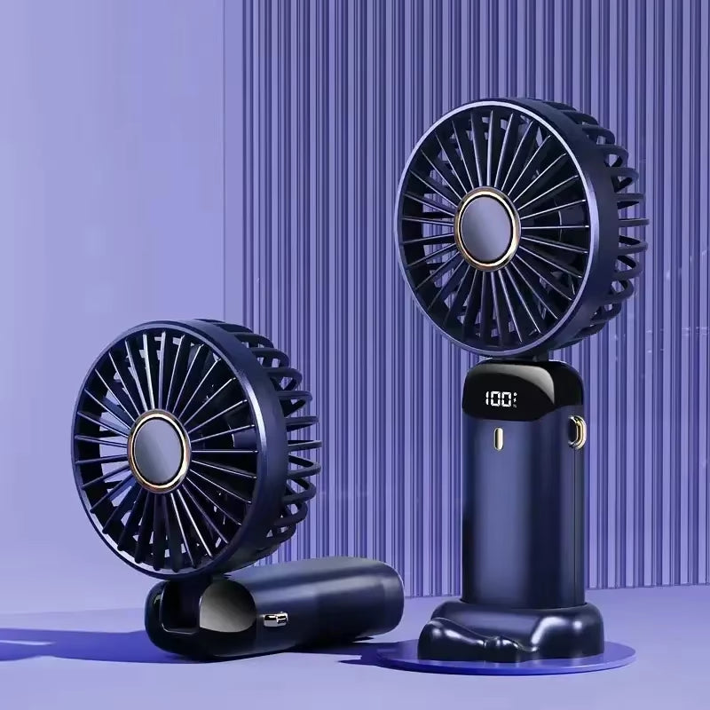 Portable Handheld Personal Rechargeable Fan LED Digital Display 90°Adjustable Rechargeable Fan , 5 Speed Wind Mini Aromatherapy