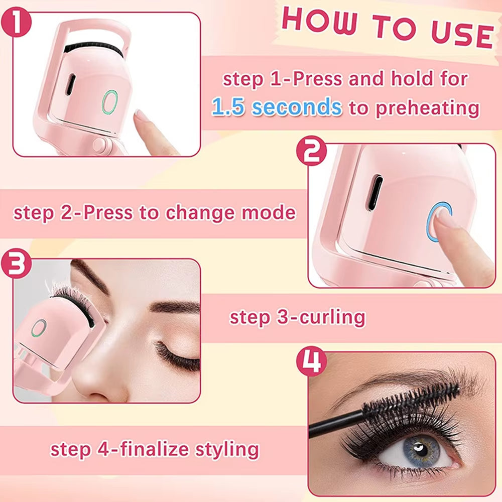 New Rechargeable Electric Eyelash Curler with ABS Craftsmanship Easily Curl Eyelashes All Day Long with Portable Eyelash Curler