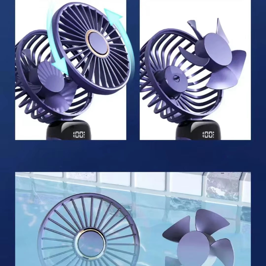 Portable Handheld Personal Rechargeable Fan LED Digital Display 90°Adjustable Rechargeable Fan , 5 Speed Wind Mini Aromatherapy